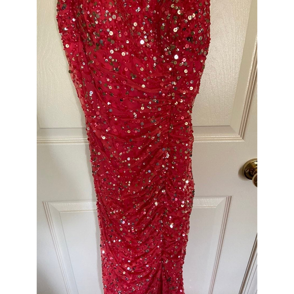 cache hot pink sequins long prom / evening dress womens size 2 - Picture 3 of 10